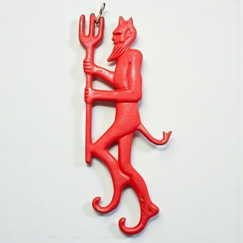 Vintage Cast Iron Red Devil Fireplace Damper Pull Handle